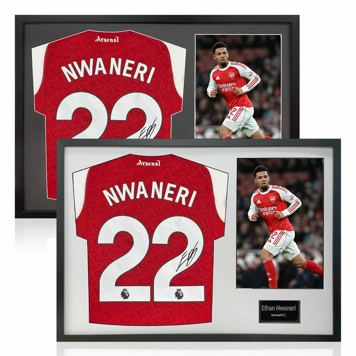 Ethan Nwaneri Signed Framed Arsenal Football Shirt including 1 Photo in 2