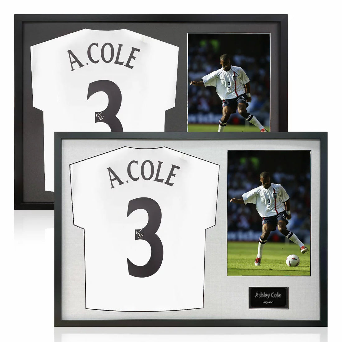 Ashley Cole Signed Framed England Football Shirt including 1 Photo in 2 Options