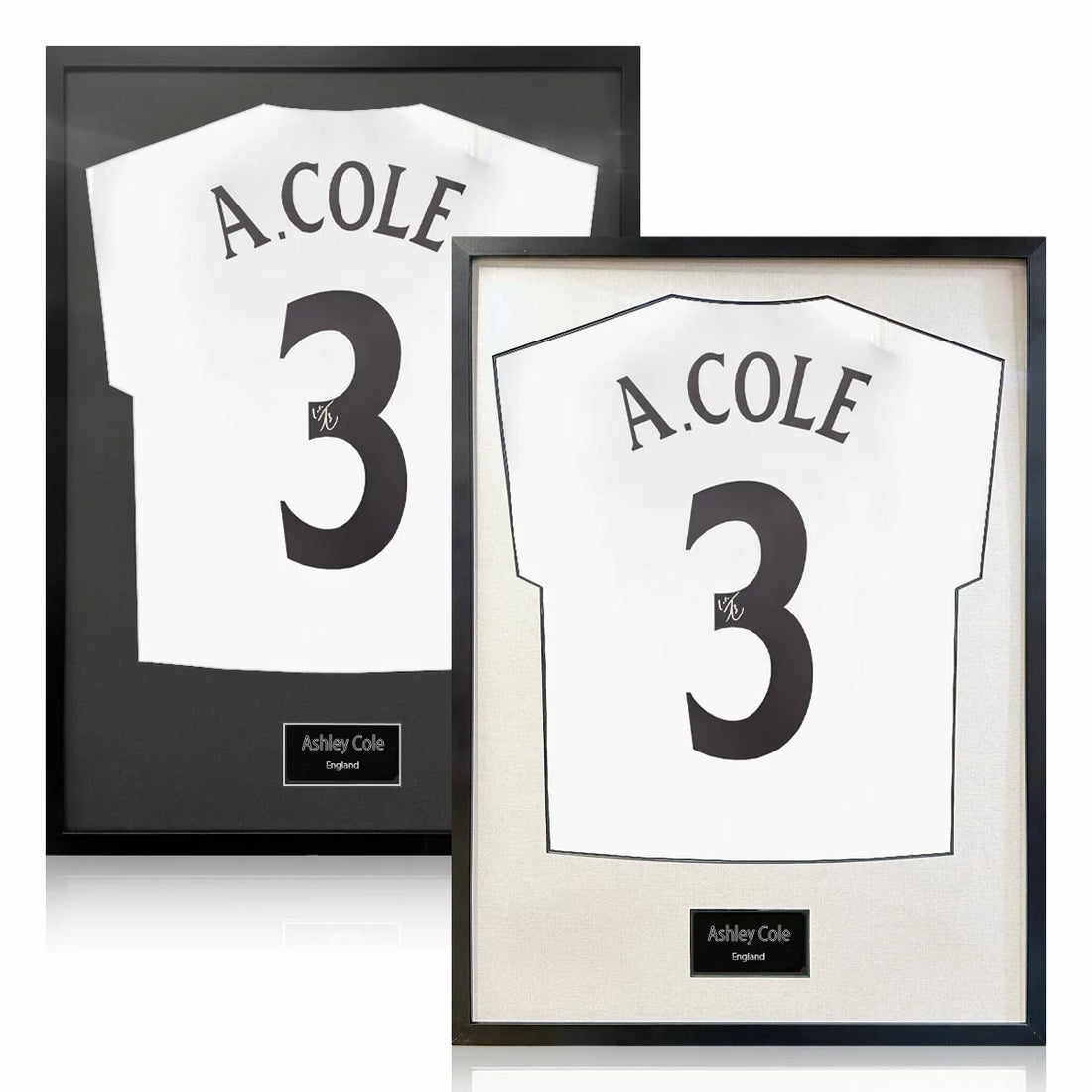 Ashley Cole Signed Framed England Football Shirt in 2 Options: White or Black