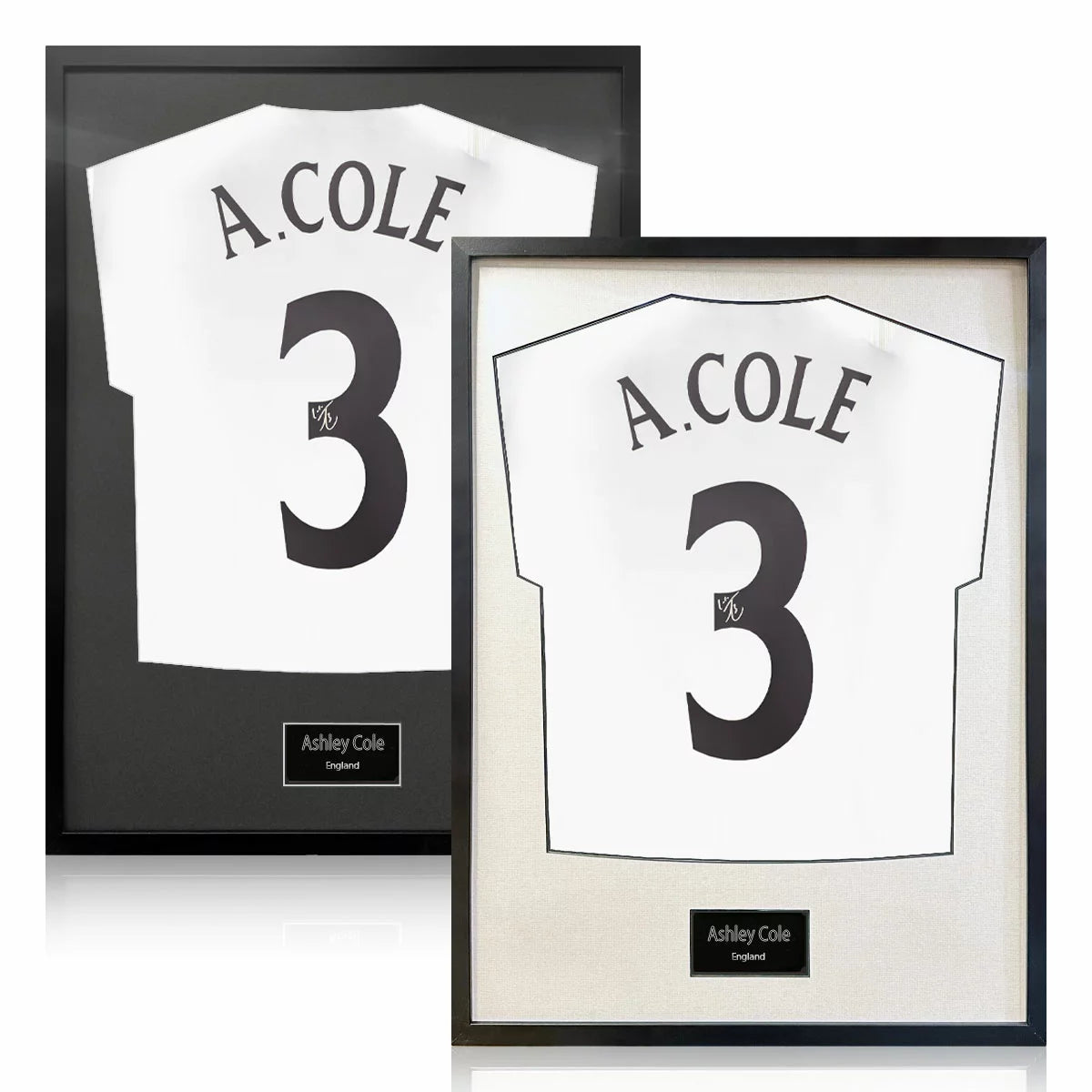 Ashley Cole Signed Framed England Football Shirt in 2 Options: White or Black