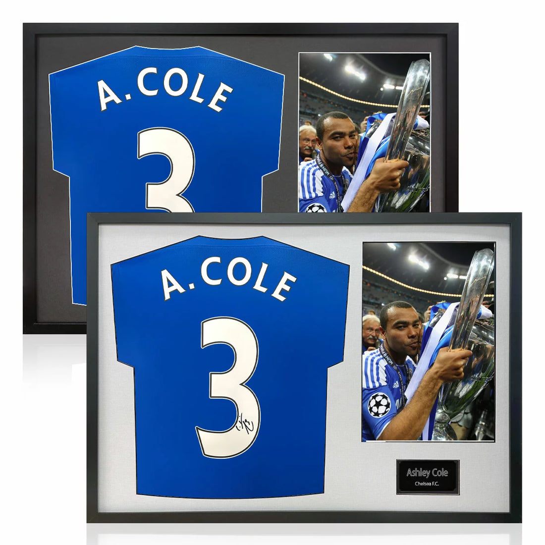 Ashley Cole Signed Framed Chelsea Football Shirt including 1 Photo in 2 Options