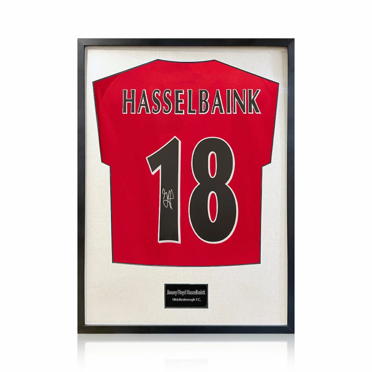 Jimmy Floyd Hasselbaink Signed Framed Middlesborough Football Shirt in 2