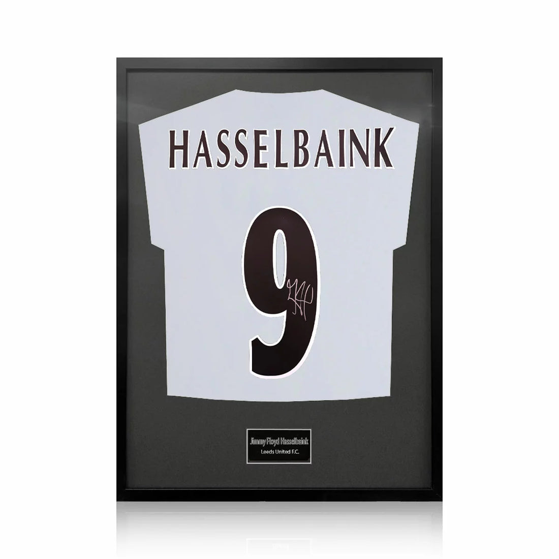 Jimmy Floyd Hasselbaink Signed Framed Leeds Football Shirt in 2 Options: White