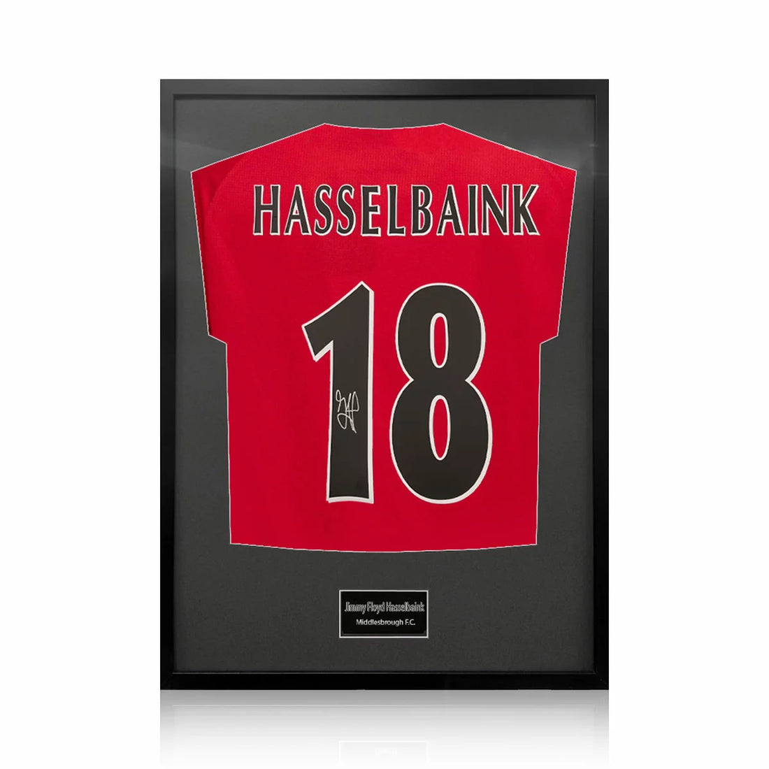 Jimmy Floyd Hasselbaink Signed Framed Middlesborough Football Shirt in 2