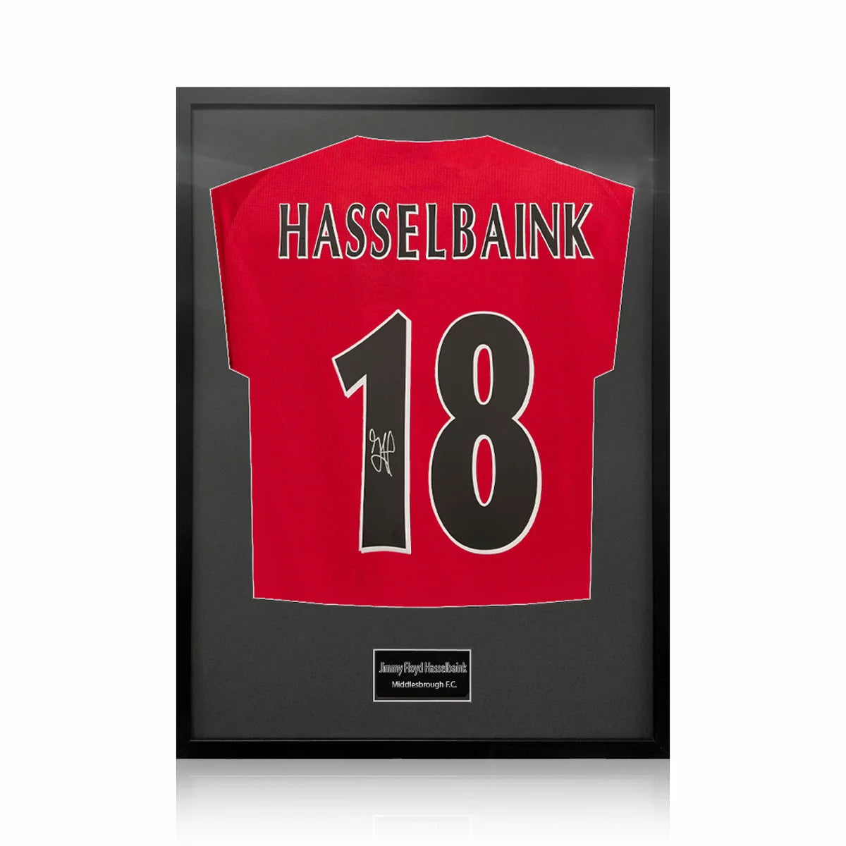 Jimmy Floyd Hasselbaink Signed Framed Middlesborough Football Shirt in 2