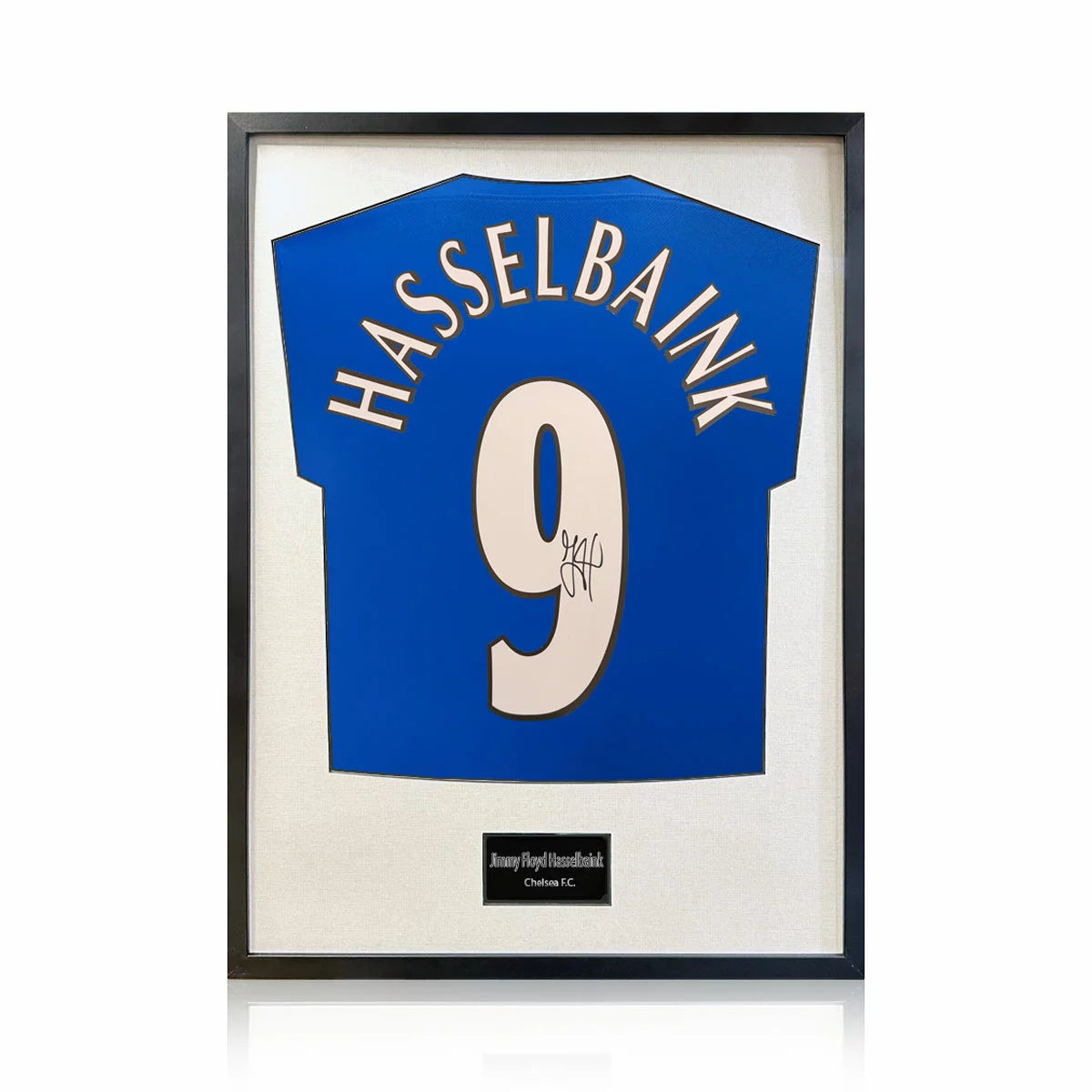 Jimmy Floyd Hasselbaink Signed Framed Chelsea Football Shirt in 2 Options: White