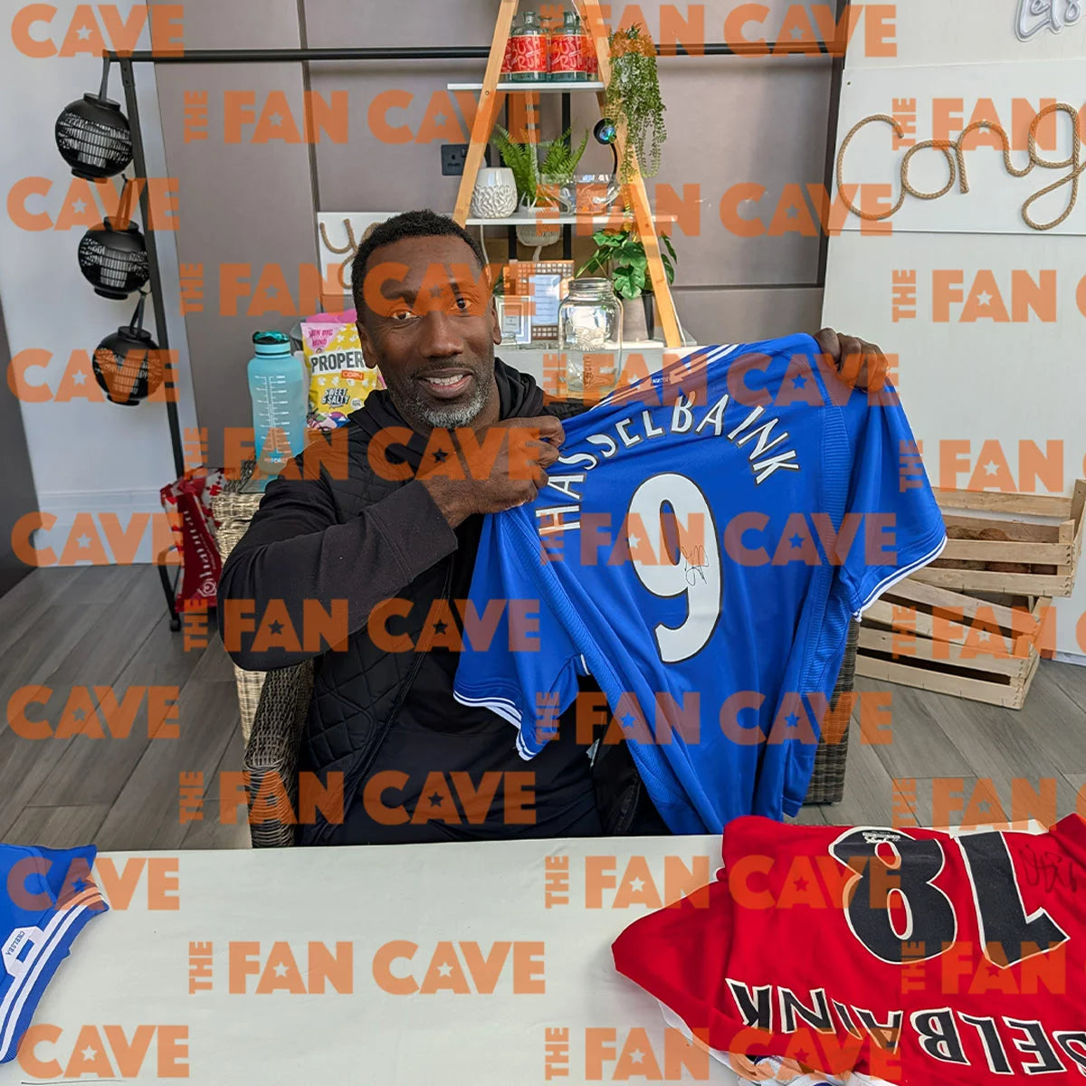 Jimmy Floyd Hasselbaink Signed Framed Chelsea Football Shirt including 1 Photo