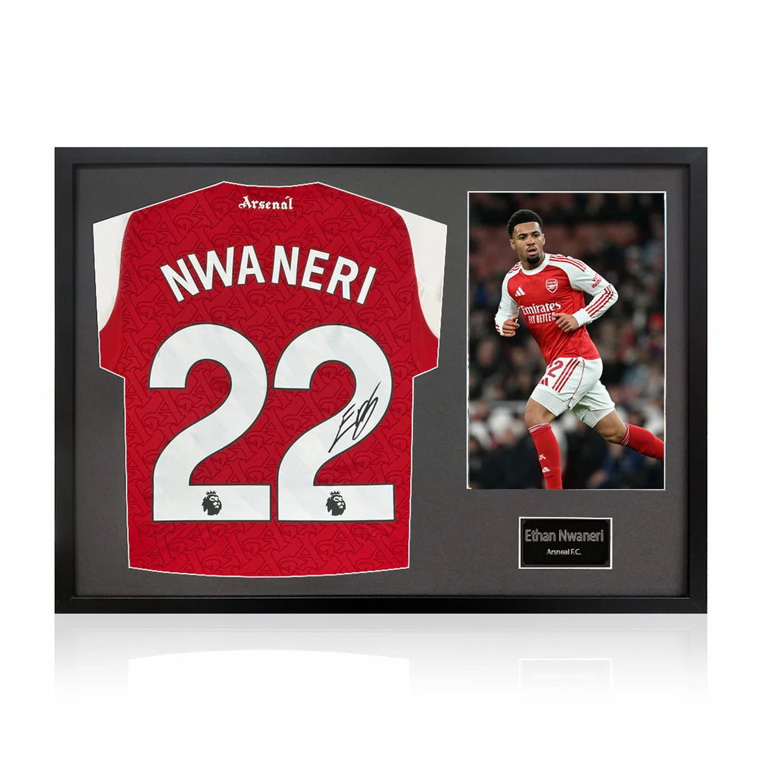 Ethan Nwaneri Signed Framed Arsenal Football Shirt including 1 Photo in 2