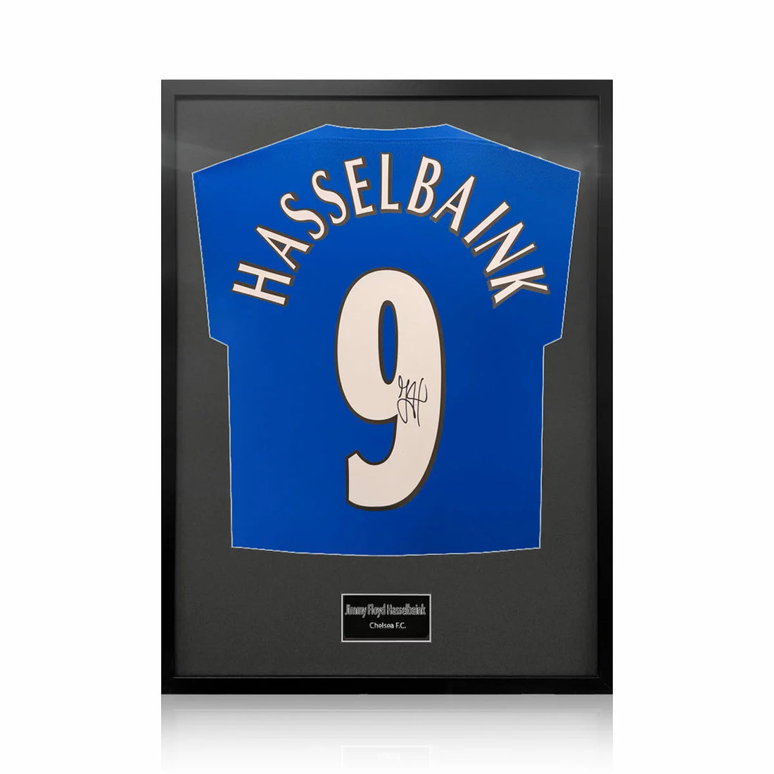 Jimmy Floyd Hasselbaink Signed Framed Chelsea Football Shirt in 2 Options: White
