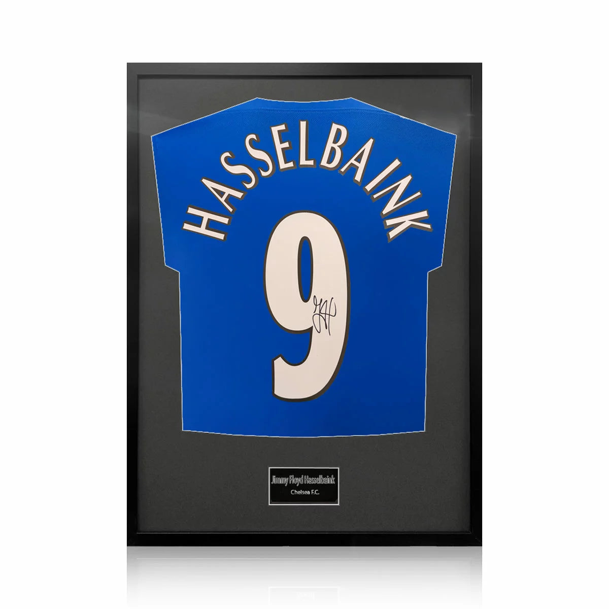Jimmy Floyd Hasselbaink Signed Framed Chelsea Football Shirt in 2 Options: White