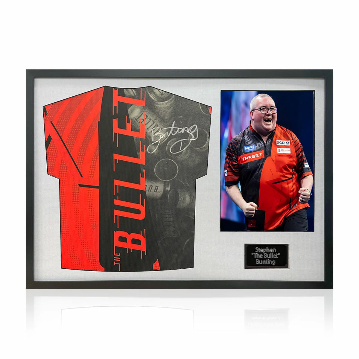 Stephen Bunting Signed Framed Darts Shirt including 1 Photo in 2 Options: White