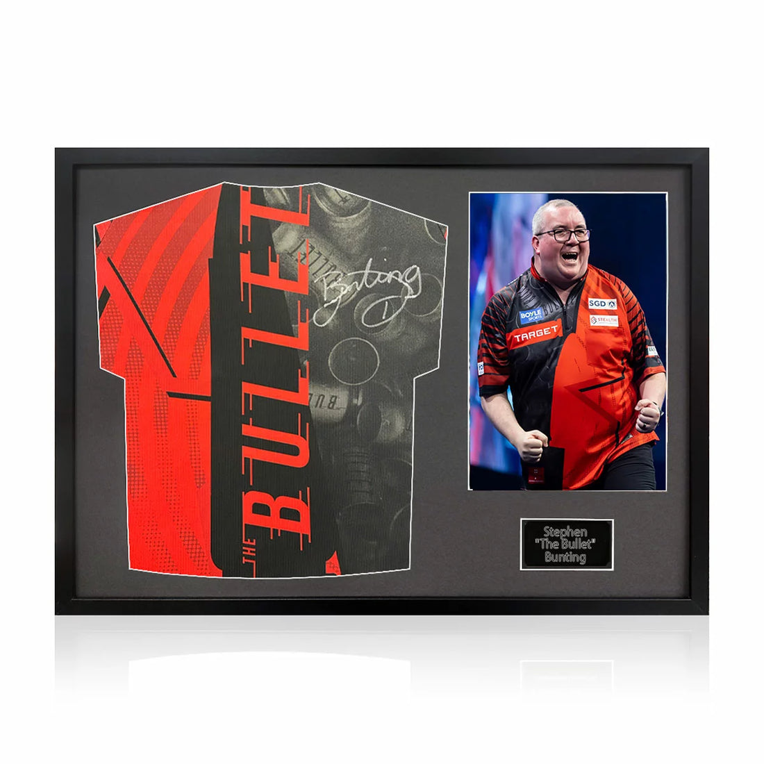 Stephen Bunting Signed Framed Darts Shirt including 1 Photo in 2 Options: White