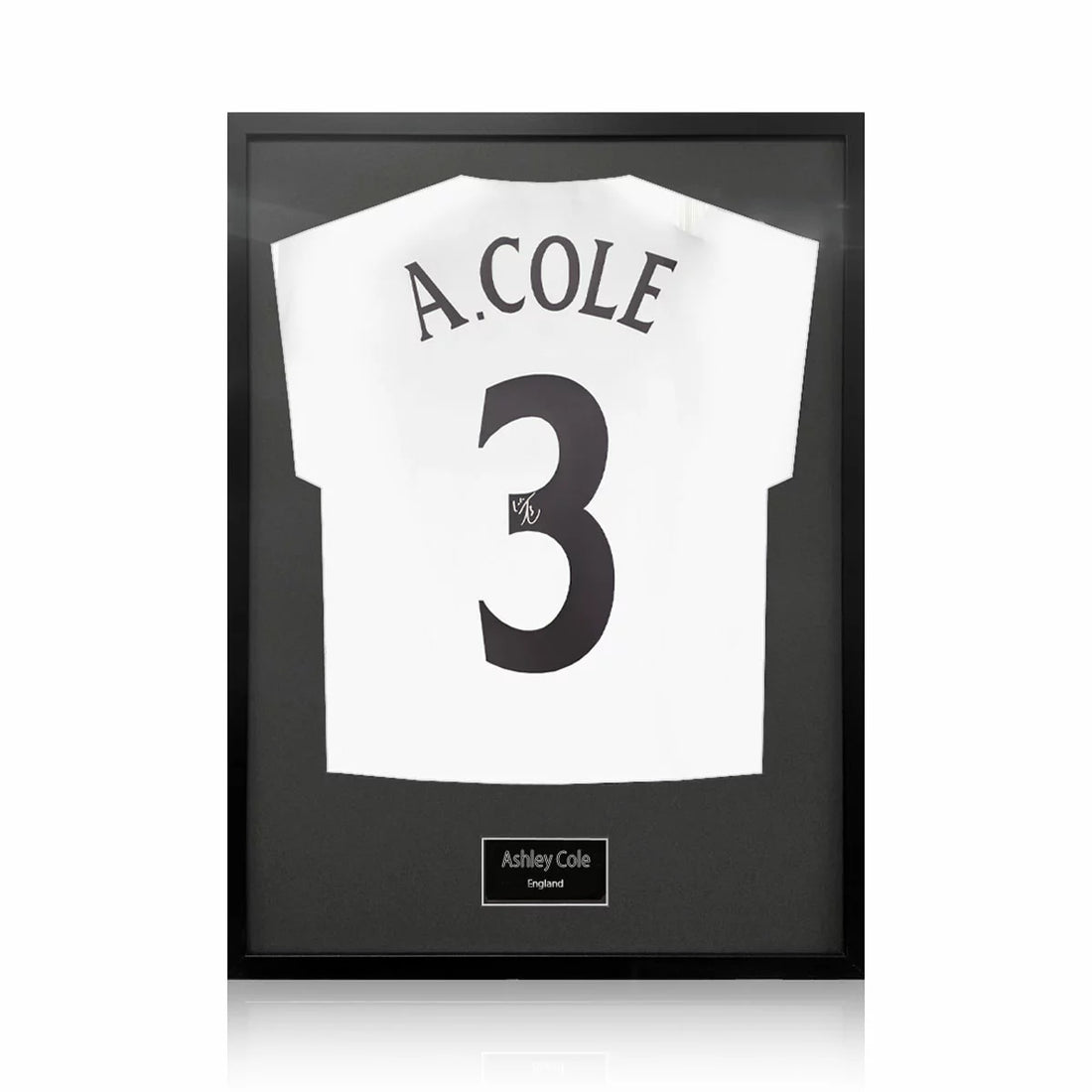 Ashley Cole Signed Framed England Football Shirt in 2 Options: White or Black