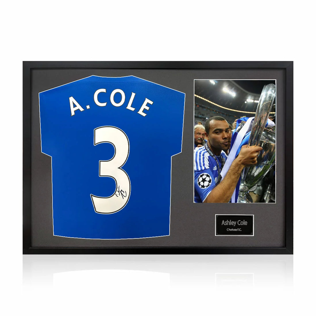 Ashley Cole Signed Framed Chelsea Football Shirt including 1 Photo in 2 Options