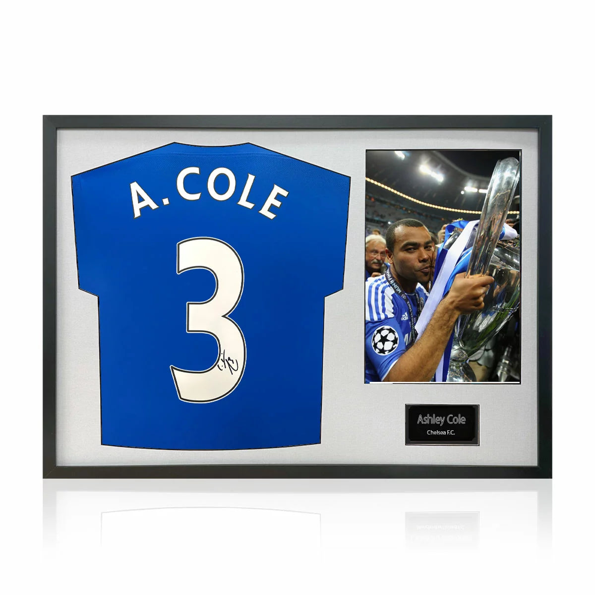 Ashley Cole Signed Framed Chelsea Football Shirt including 1 Photo in 2 Options