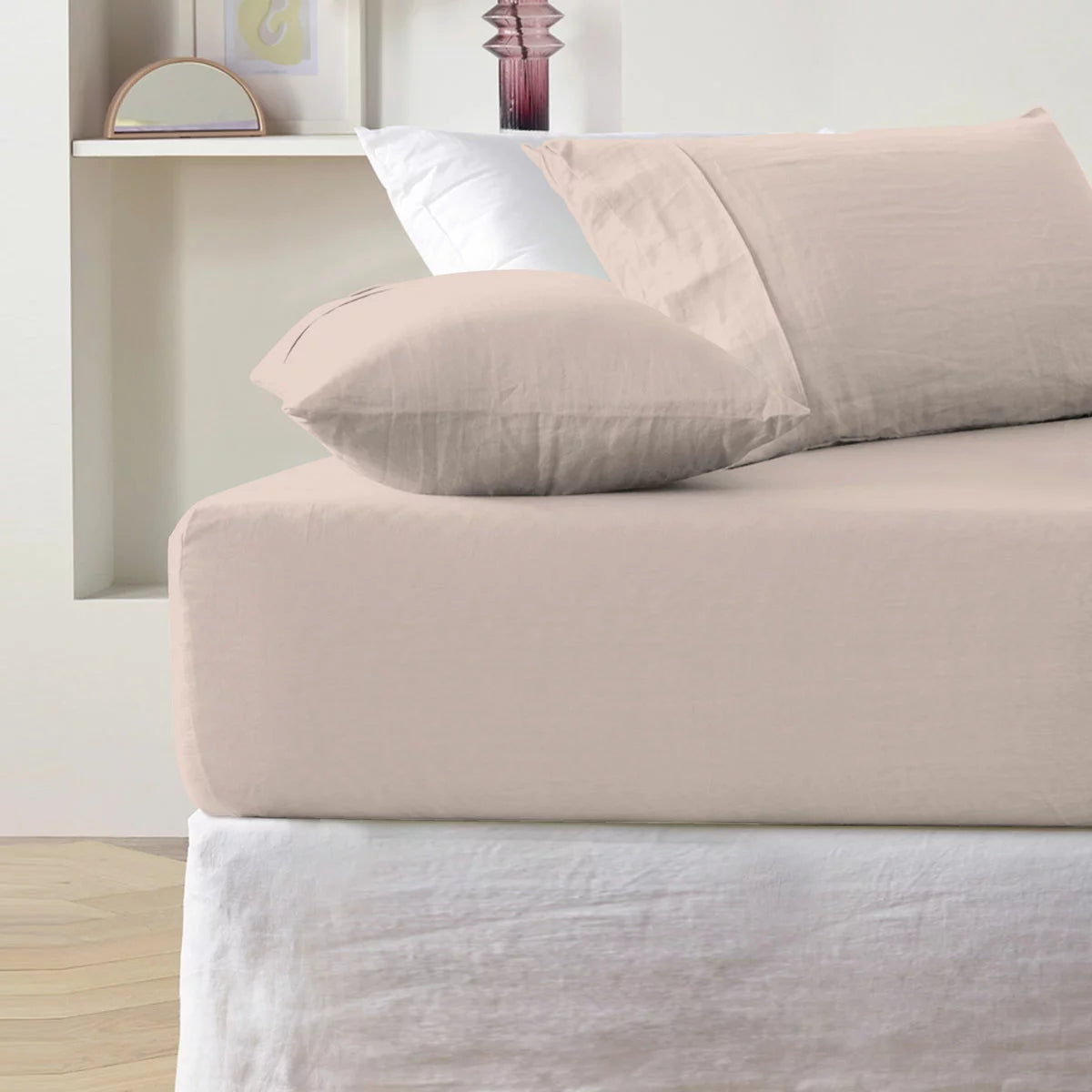 Purity Home 400 Thread Count Cotton Pink Fitted Sheet in 4 Sizes