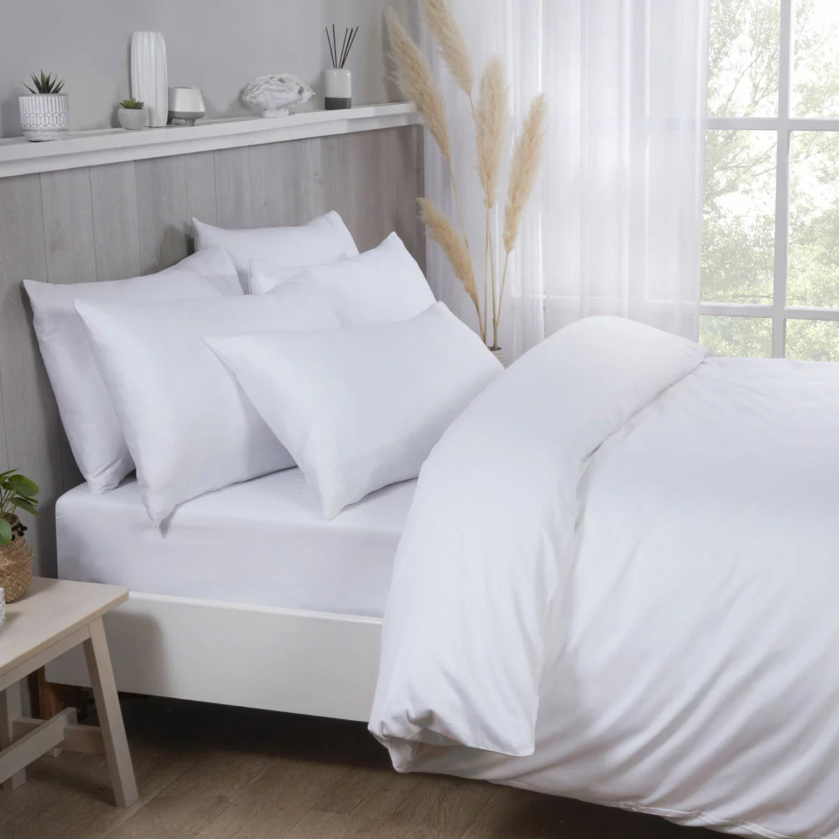 Purity Home 400 Thread Count Cotton White Duvet Cover Set in 4 Sizes