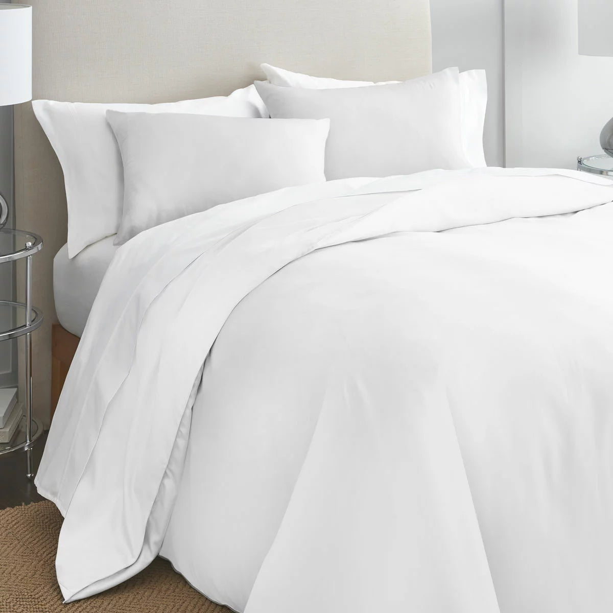Purity Home 400 Thread Count Cotton White Duvet Cover Set in 4 Sizes