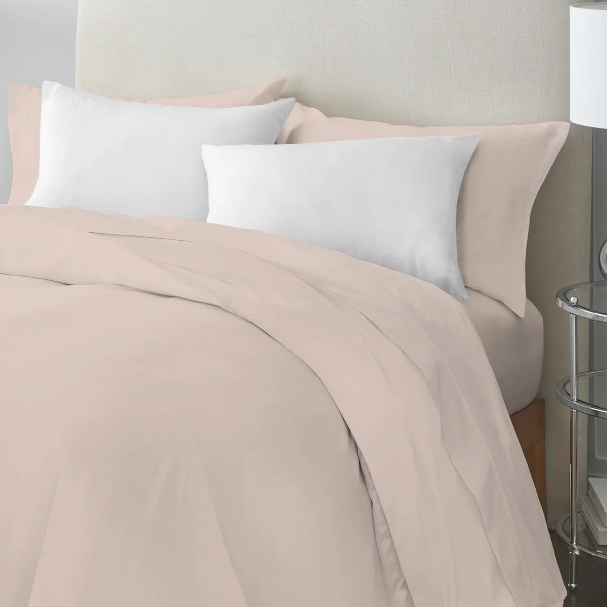 Purity Home 400 Thread Count Cotton Pink Duvet Cover Set in 4 Sizes