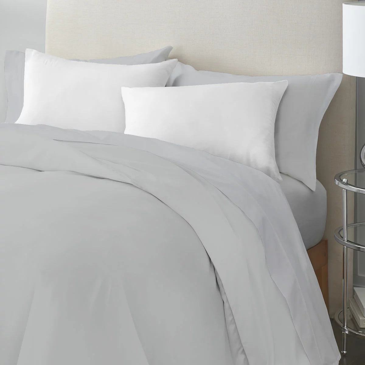 Purity Home 400 Thread Count Cotton Grey Duvet Cover Set in 4 Sizes