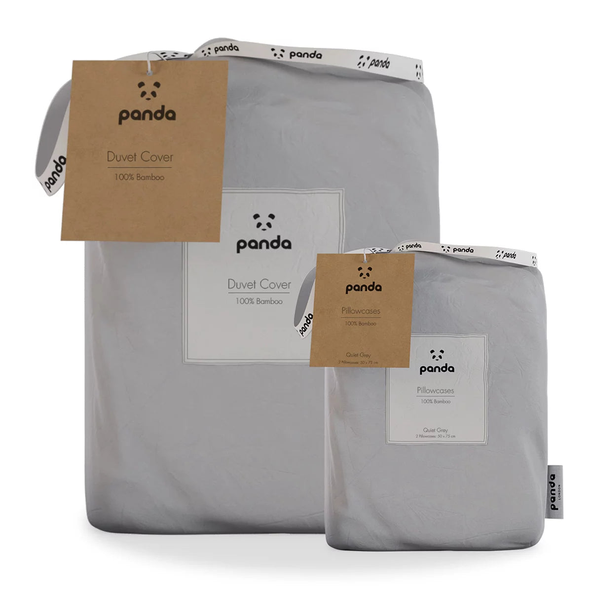 Panda 100% Bamboo Grey Duvet Cover Set in 4 Sizes