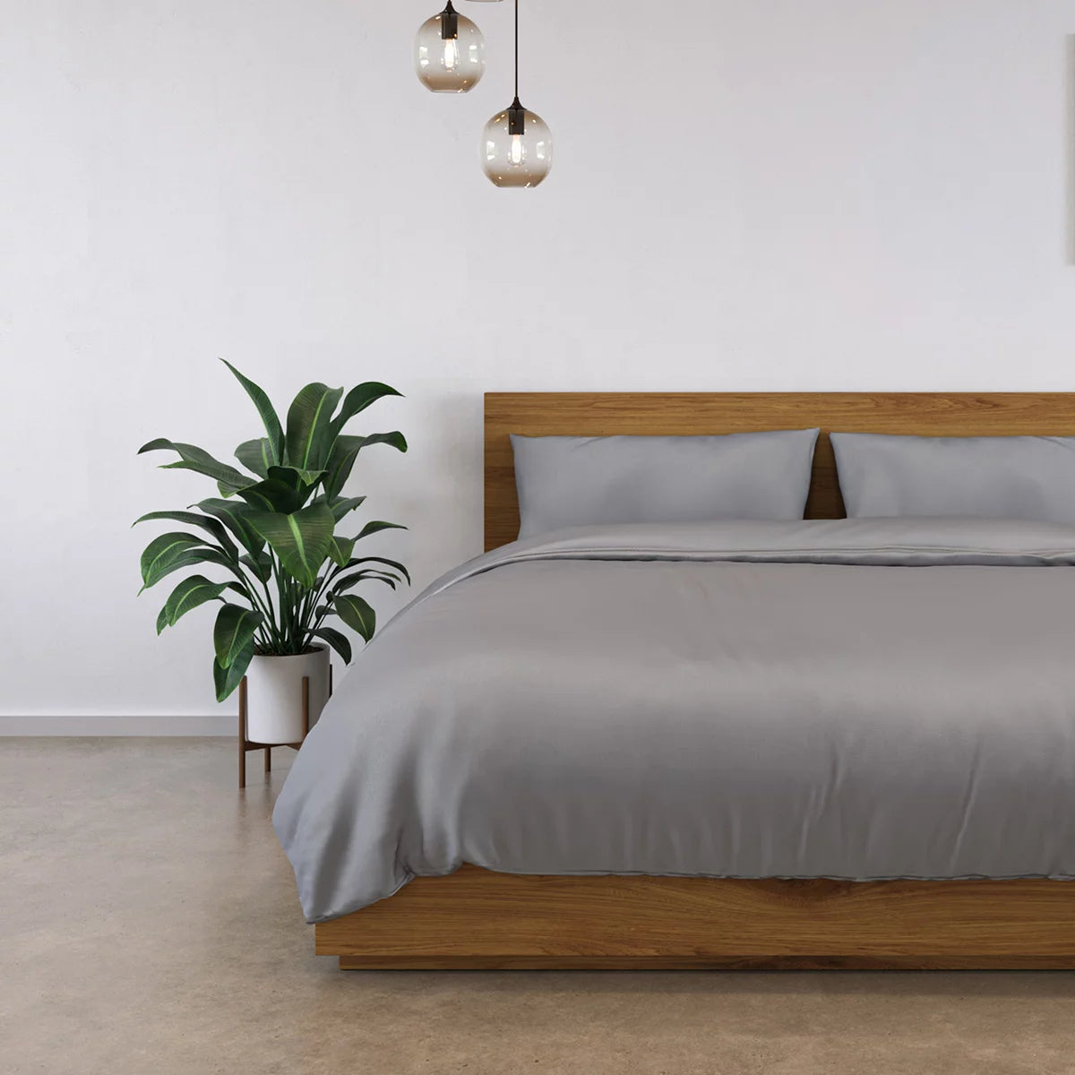 Panda 100% Bamboo Grey Duvet Cover Set in 4 Sizes