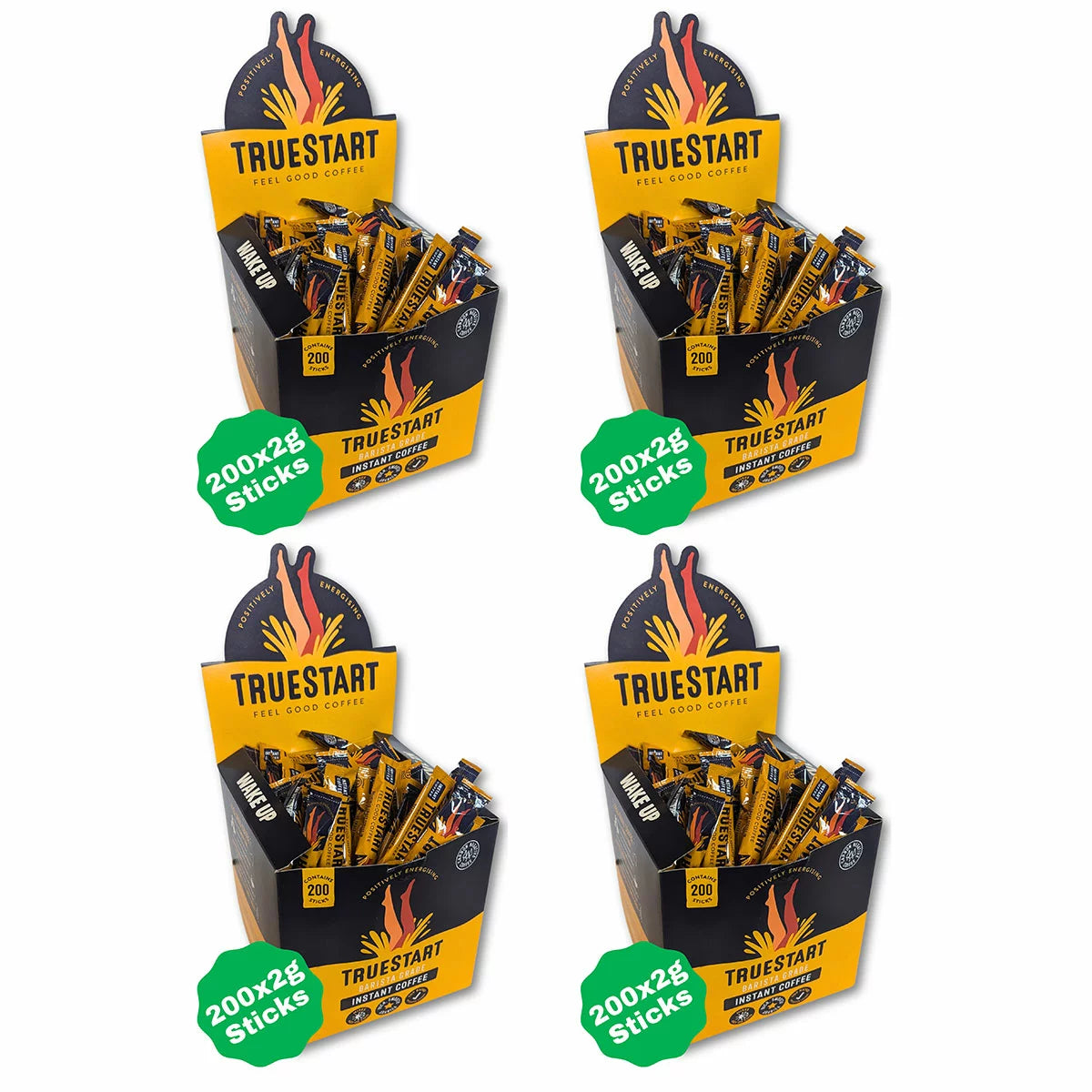 TrueStart Barista Grade Instant Coffee Sticks, 4 x 200 x 2g