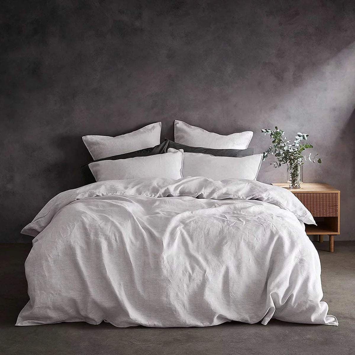 Lazy Linen 100% Washed White Linen Fitted Sheet in 3 Sizes