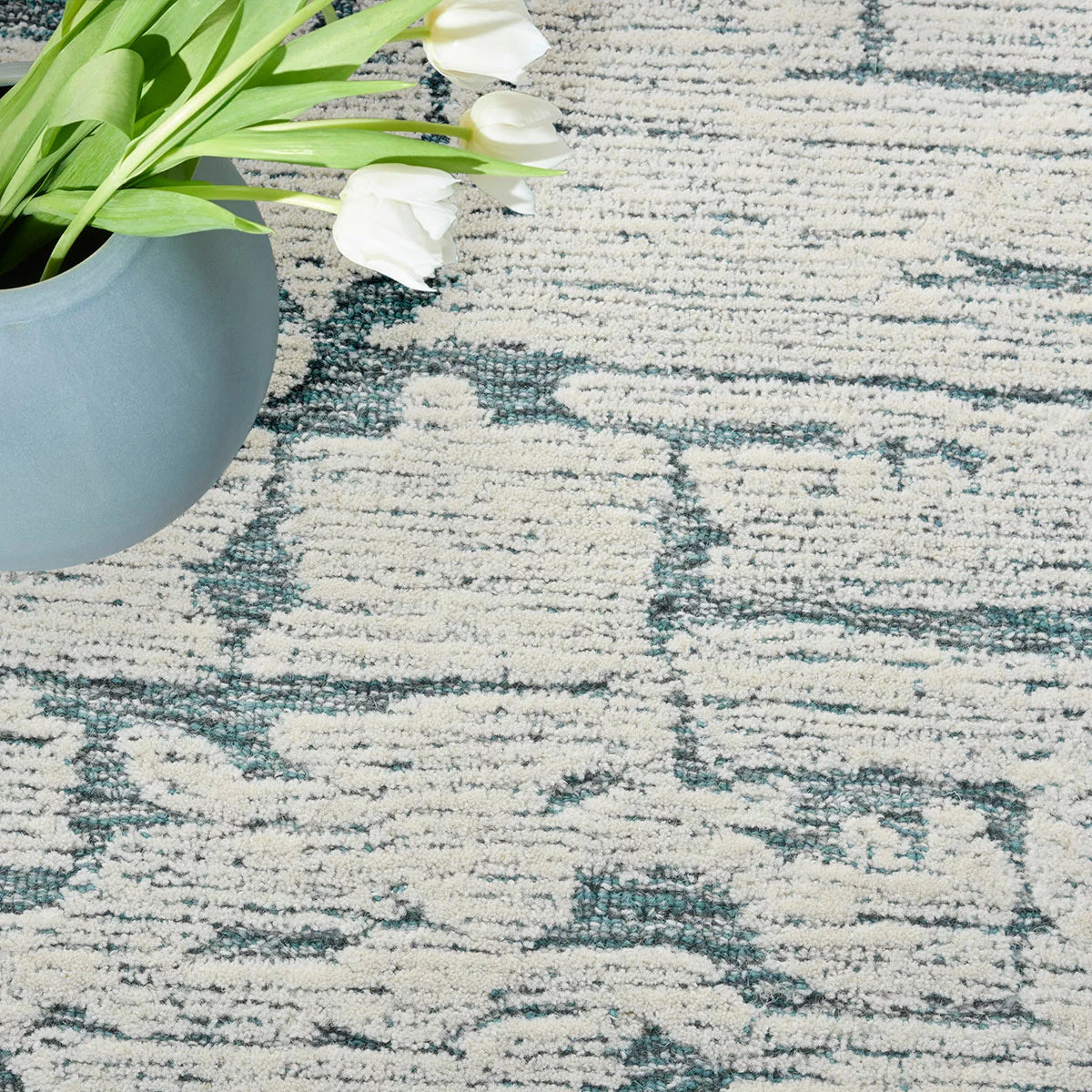 Calvin Klein Sculptural Teal Rug in 2 Sizes