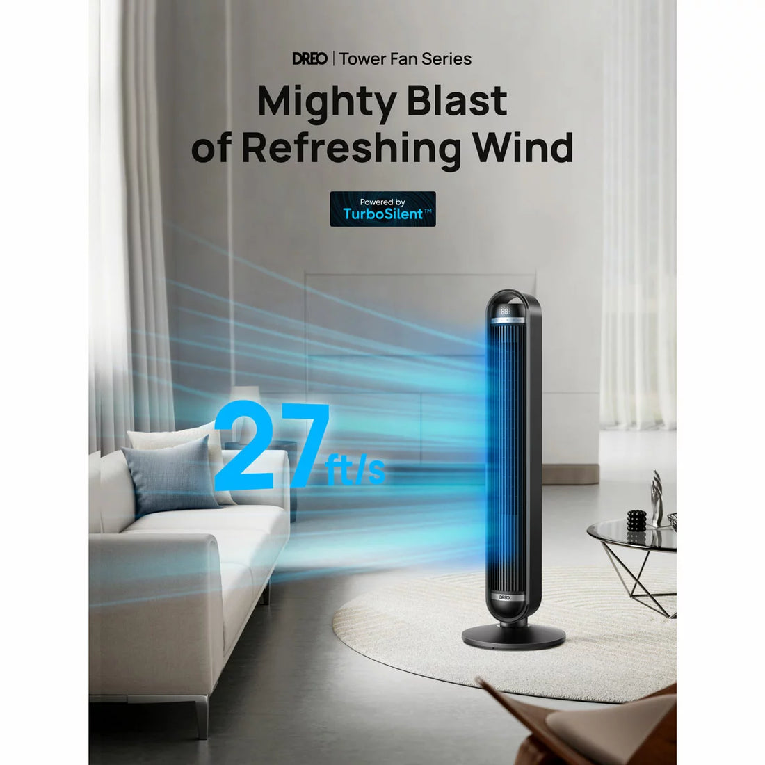 Dreo DR-HTF011S, Smart Cruiser Tower Fan in Black
