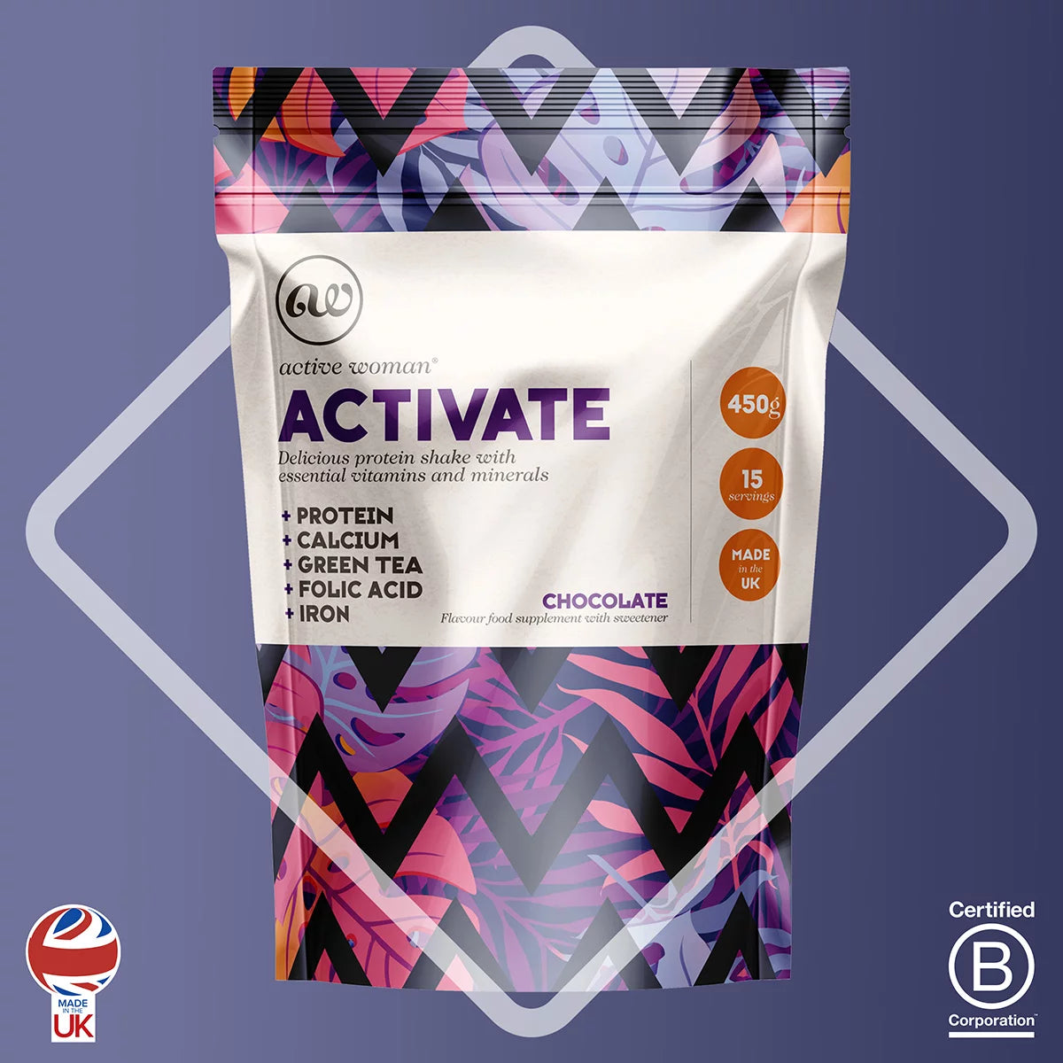 Active Woman Activate Chocolate Protein & Energy Shake, 2 x 450g