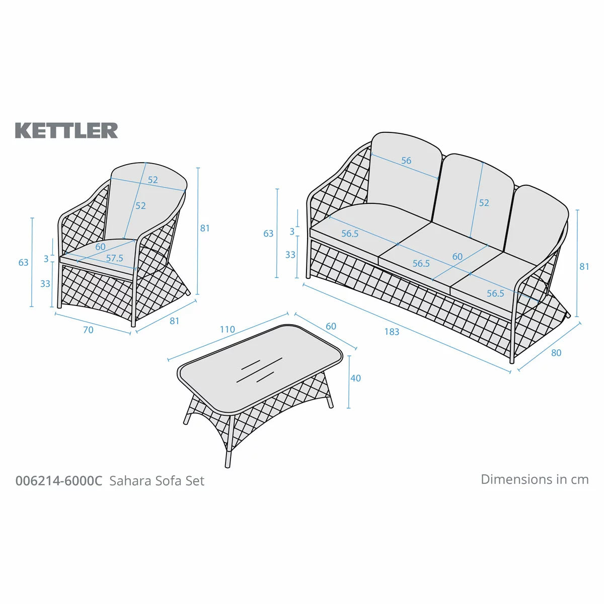 Kettler Sahara 4 Piece Wicker Patio Set