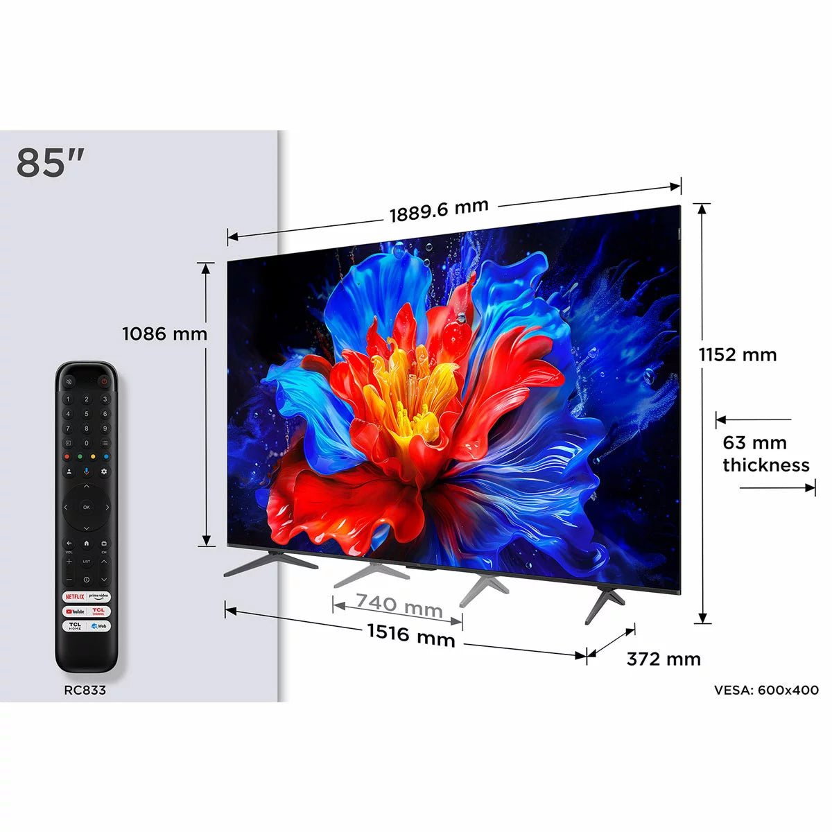 TCL 85P8K-UK 85 Inch QLED Smart TV
