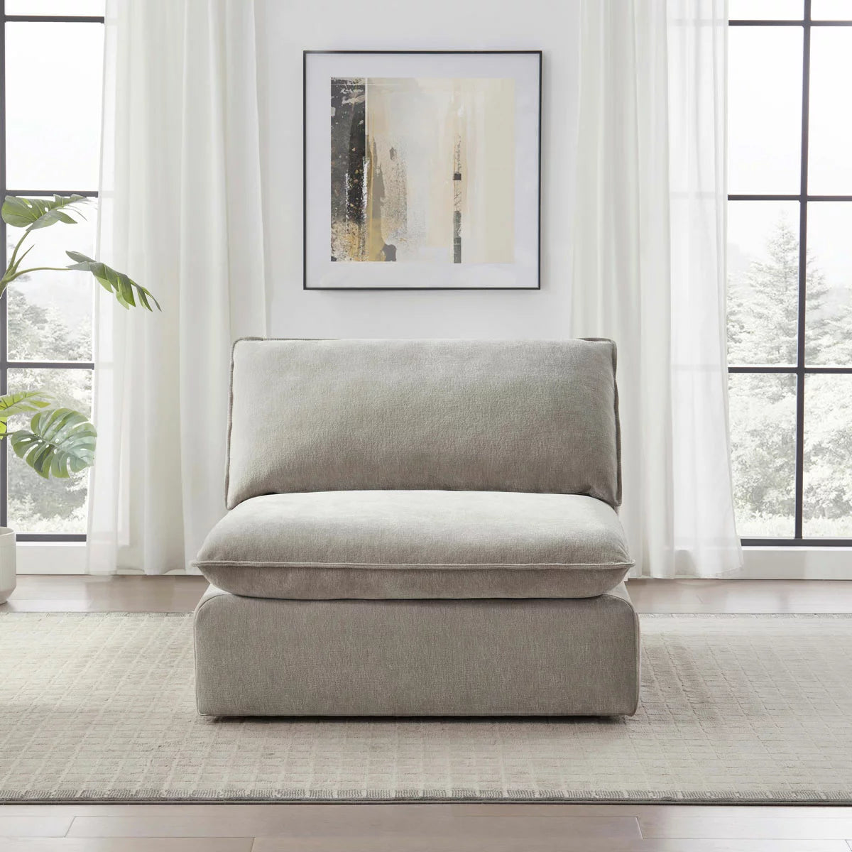 Aiden & Ivy Sereen Beige Fabric Armless Chair