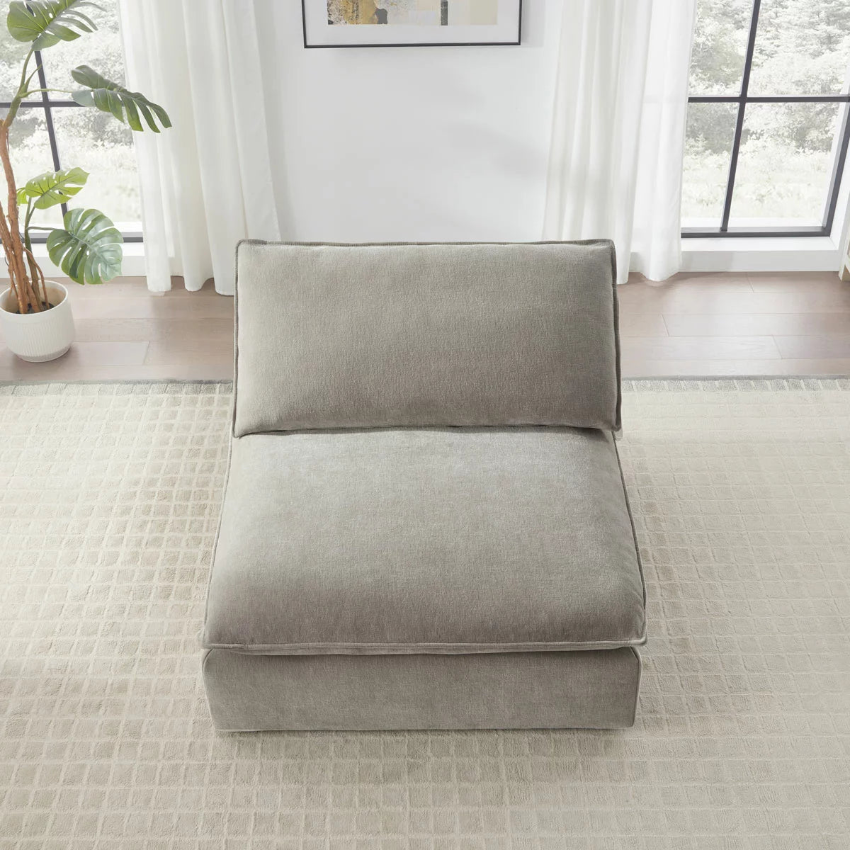 Aiden & Ivy Sereen Beige Fabric Armless Chair