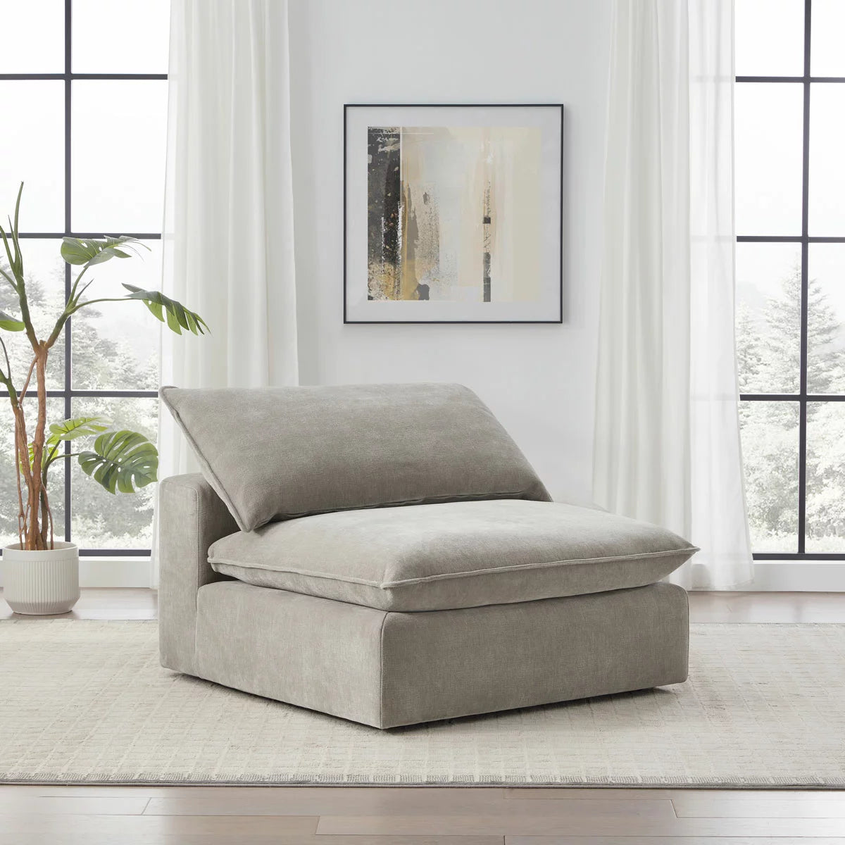Aiden & Ivy Sereen Beige Fabric Armless Chair
