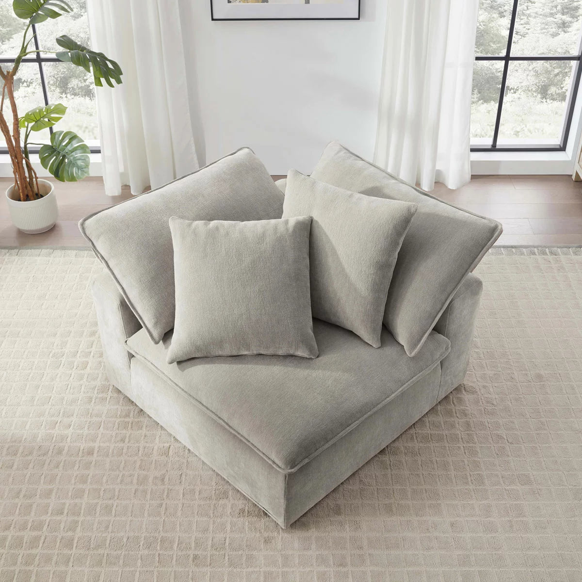 Aiden & Ivy Sereen Beige Fabric Corner Chair