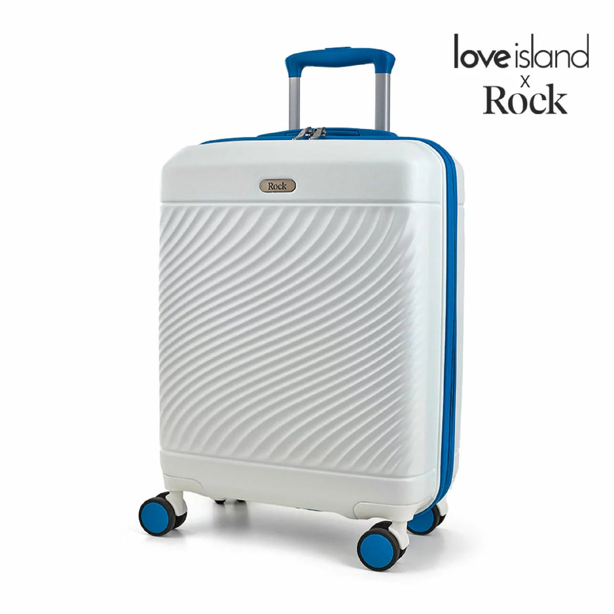 Rock Love Island Hardside Cabin Suitcase in White + Blue
