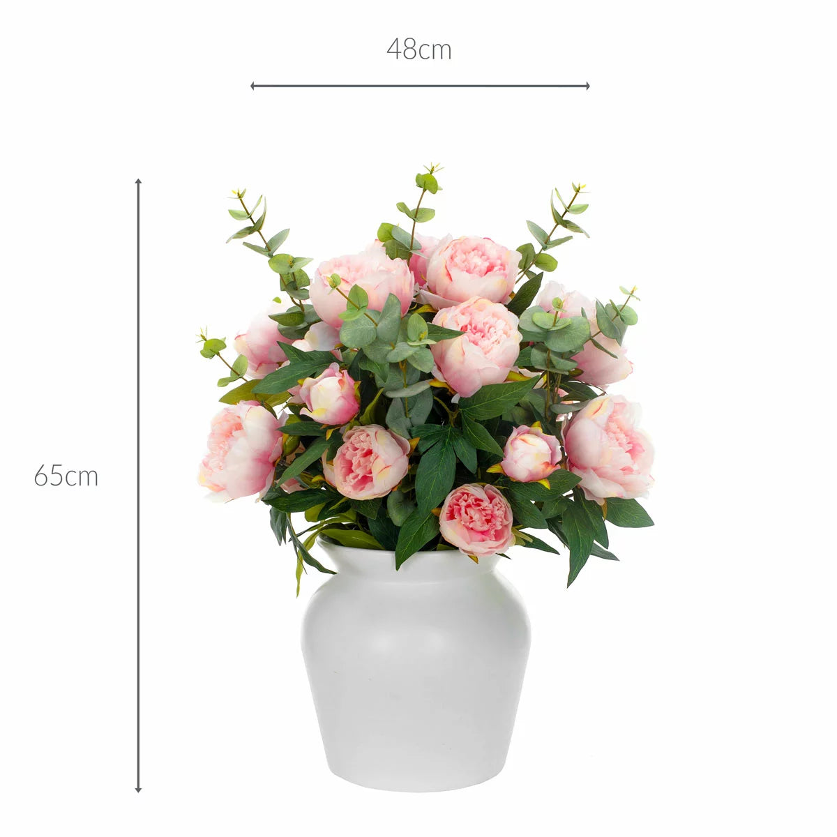 Artificial Peony & Eucalyptus Bouquet in Vase, view 7