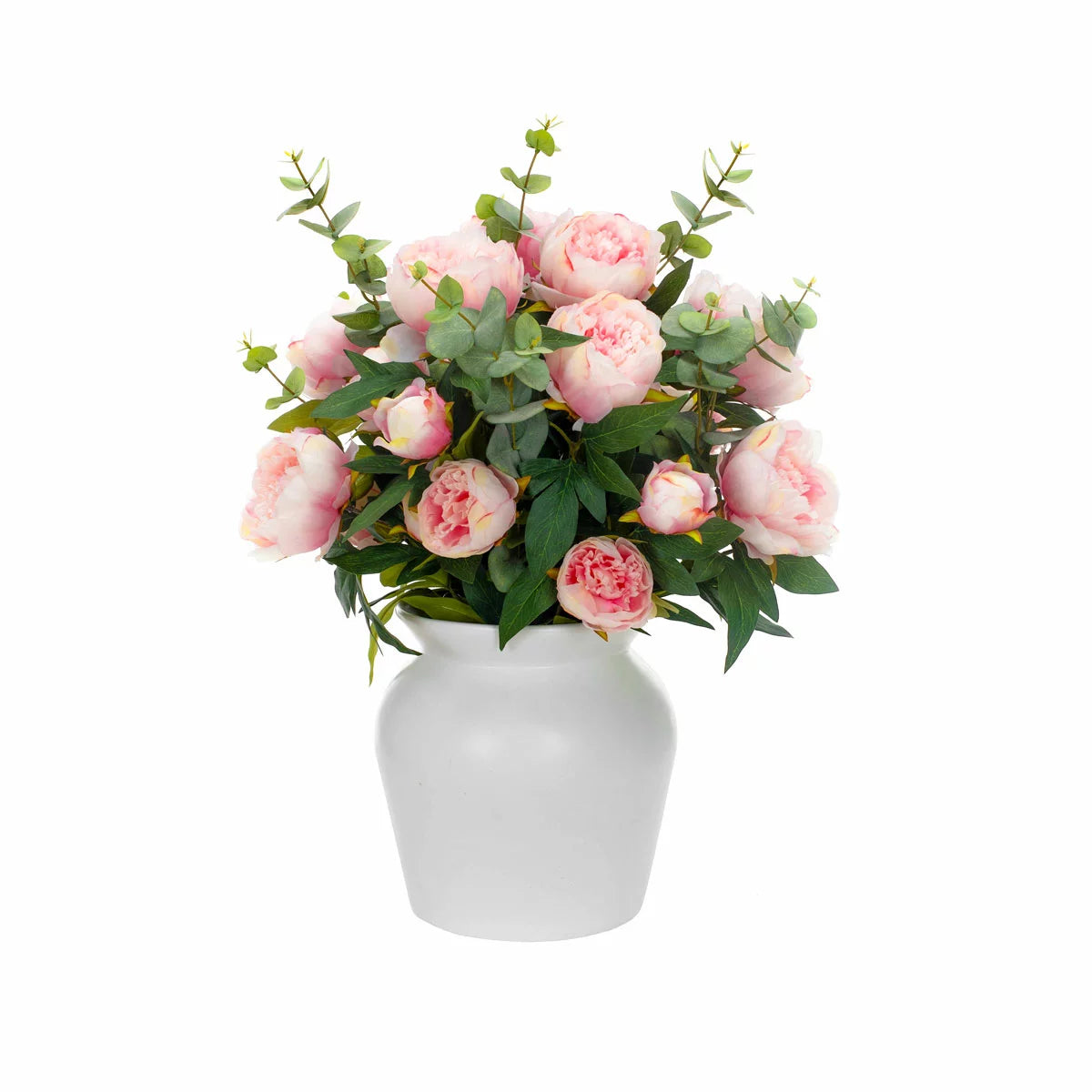 Artificial Peony & Eucalyptus Bouquet in Vase, view 4