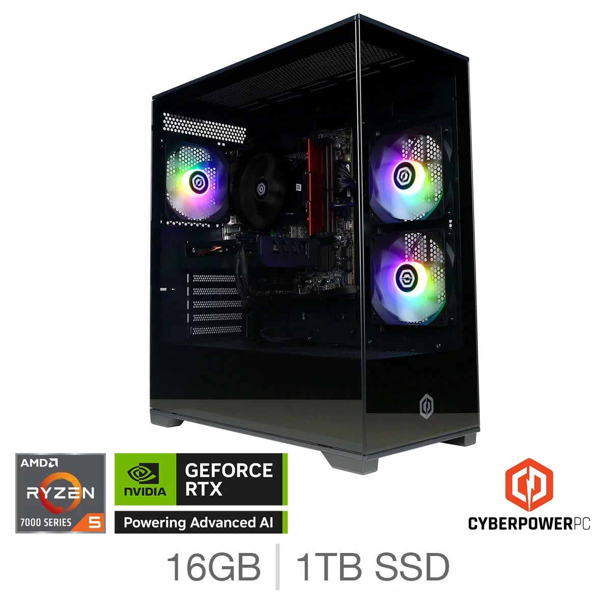 CyberPower, AMD Ryzen 5, 16GB RAM, 1TB SSD, NVIDIA GeForce RTX 5060, Gaming Desktop PC