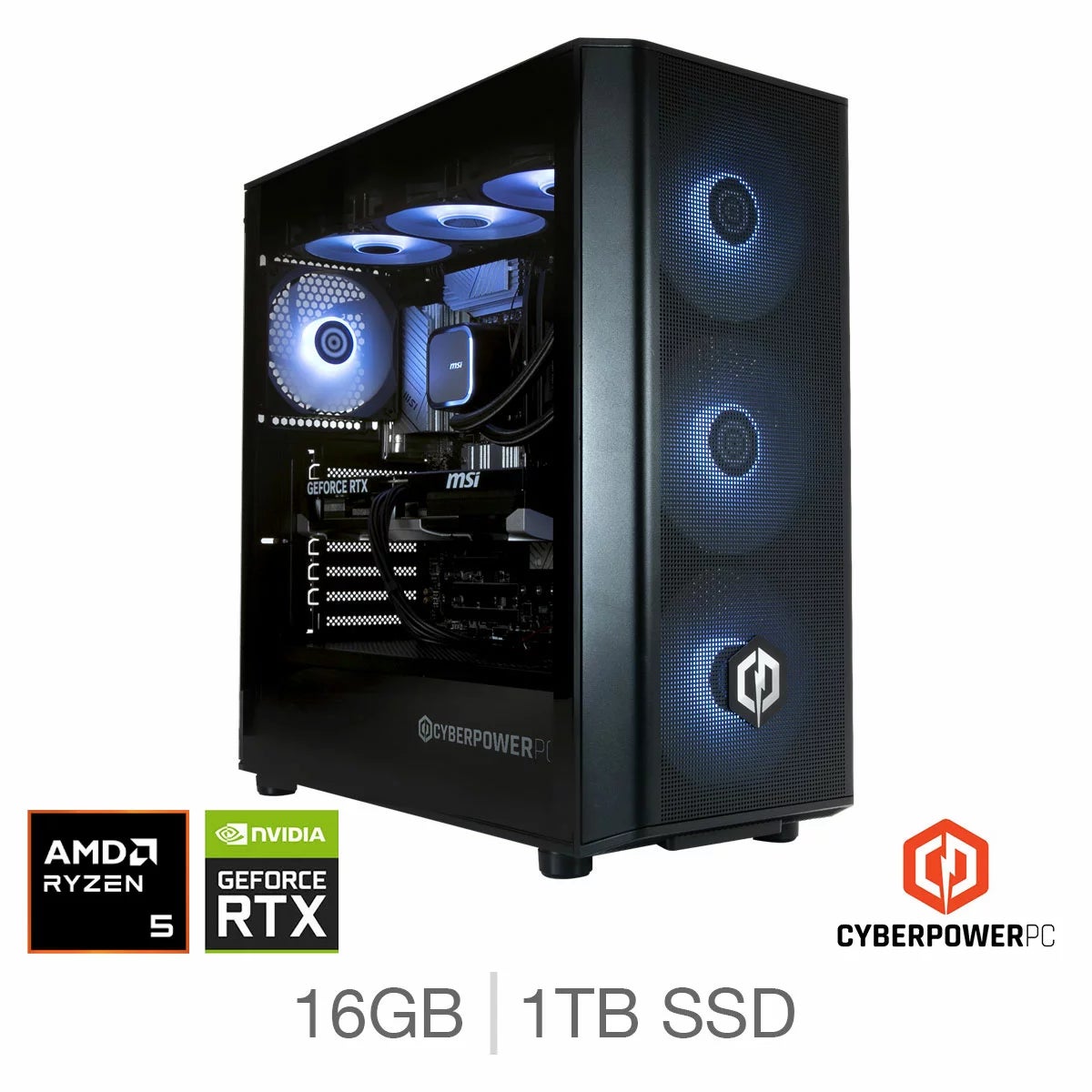 CyberPower, AMD Ryzen 5, 16GB RAM, 1TB SSD, NVIDIA GeForce RTX 5060 Ti, Gaming Desktop PC