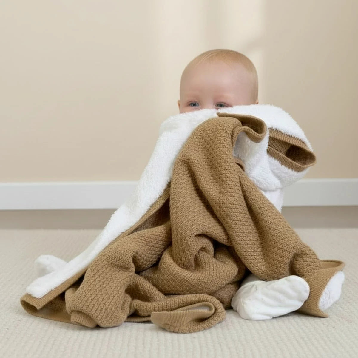 Clair De Lune Organic Cotton Sherpa Fleece Travel Blanket, 70 x 100