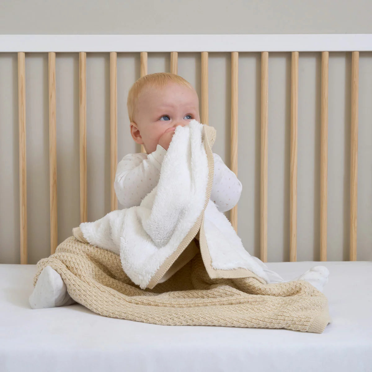 Clair De Lune Organic Cotton Sherpa Fleece Travel Blanket, 70 x 100