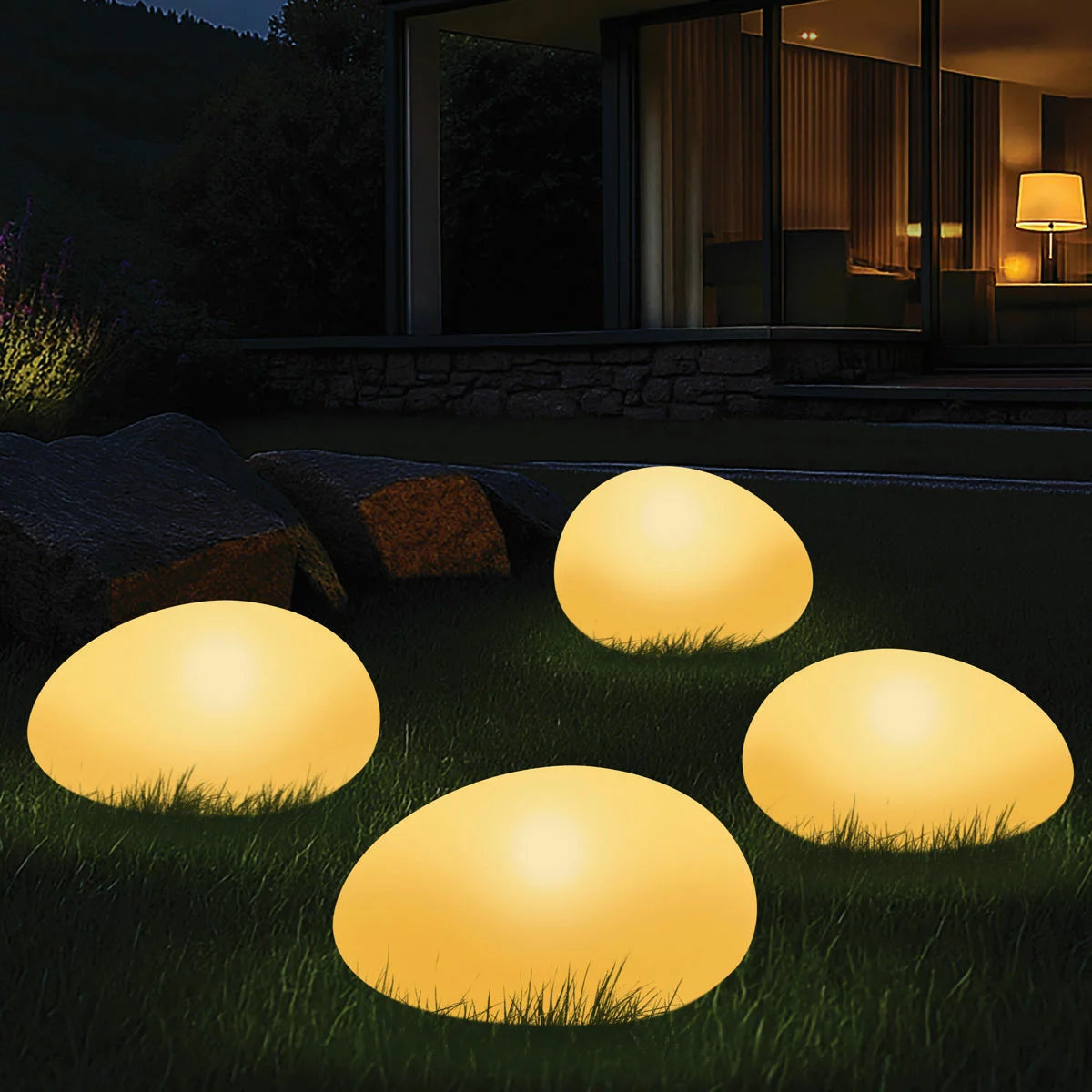 LED Solar Glowing Stones (4 pack)