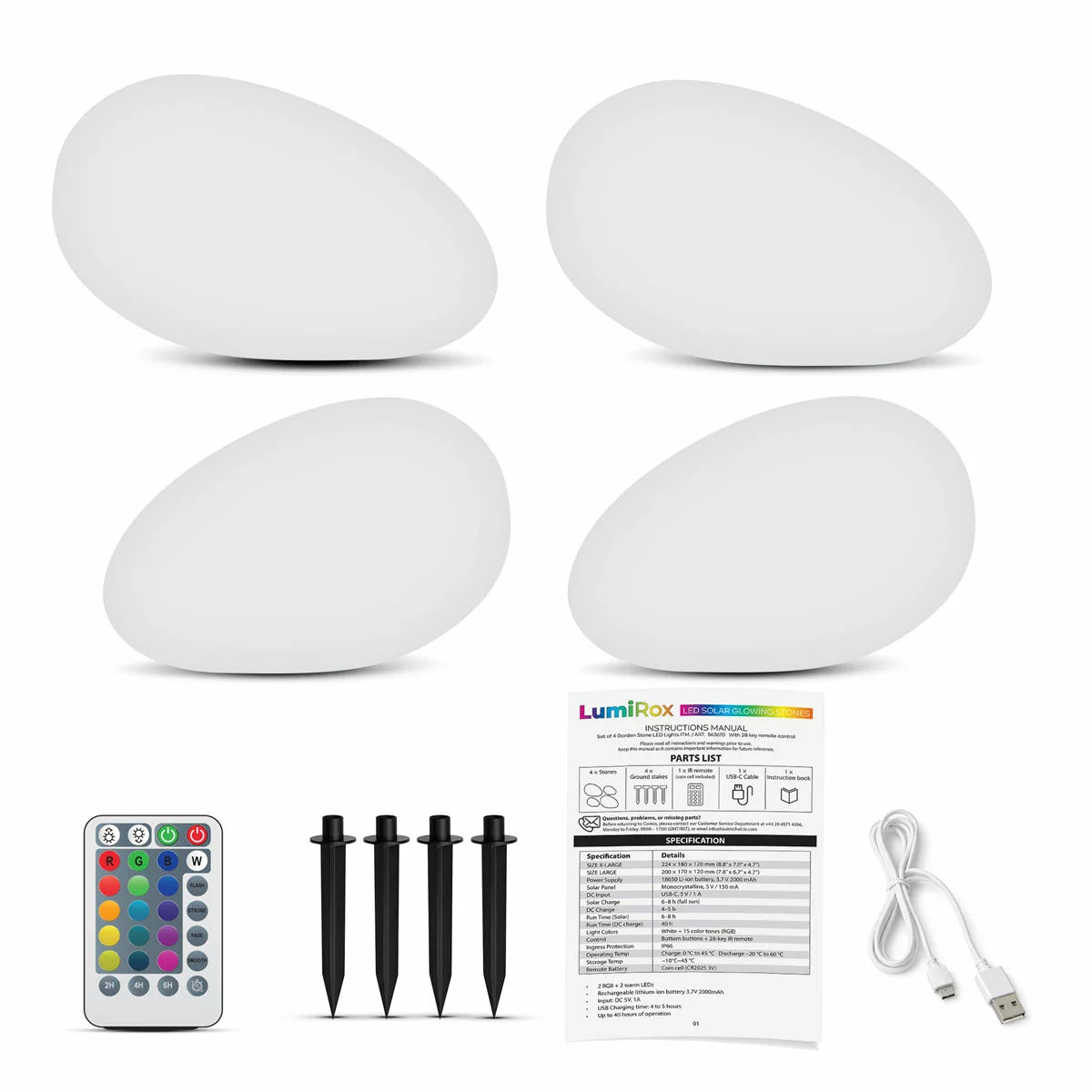 LED Solar Glowing Stones (4 pack)