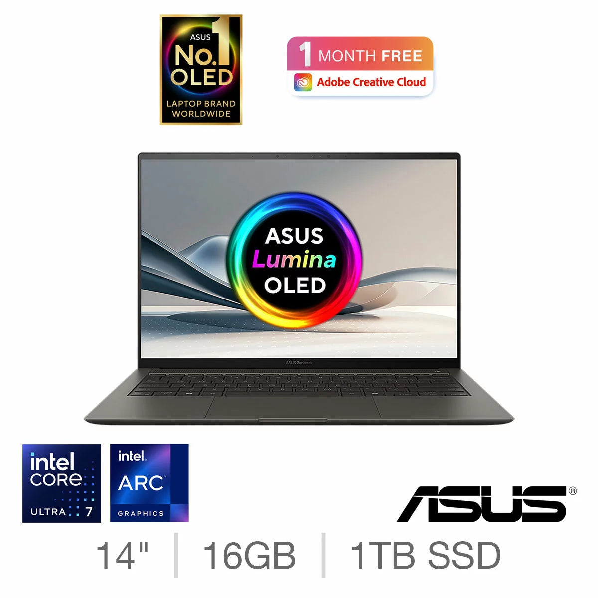 ASUS Zenbook S14, Intel Core Ultra 7, 16GB RAM, 1TB SSD, 14 Inch OLED Laptop