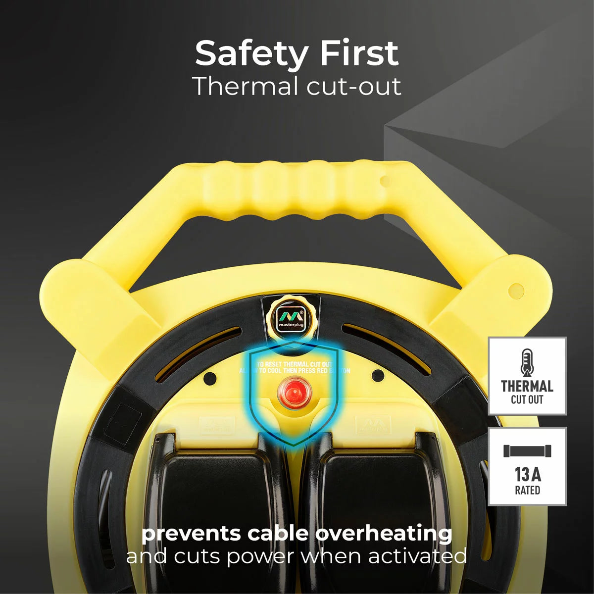 Masterplug 20M Weatherproof Cable Reel with 2 x IP54 Sockets