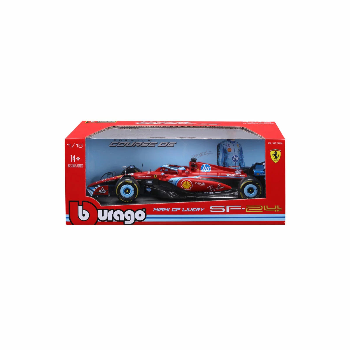 Maisto 1:18 Formula 1 Die Cast Vehicles - Ferrari SF-24 2024 Miami Charles Leclerc
