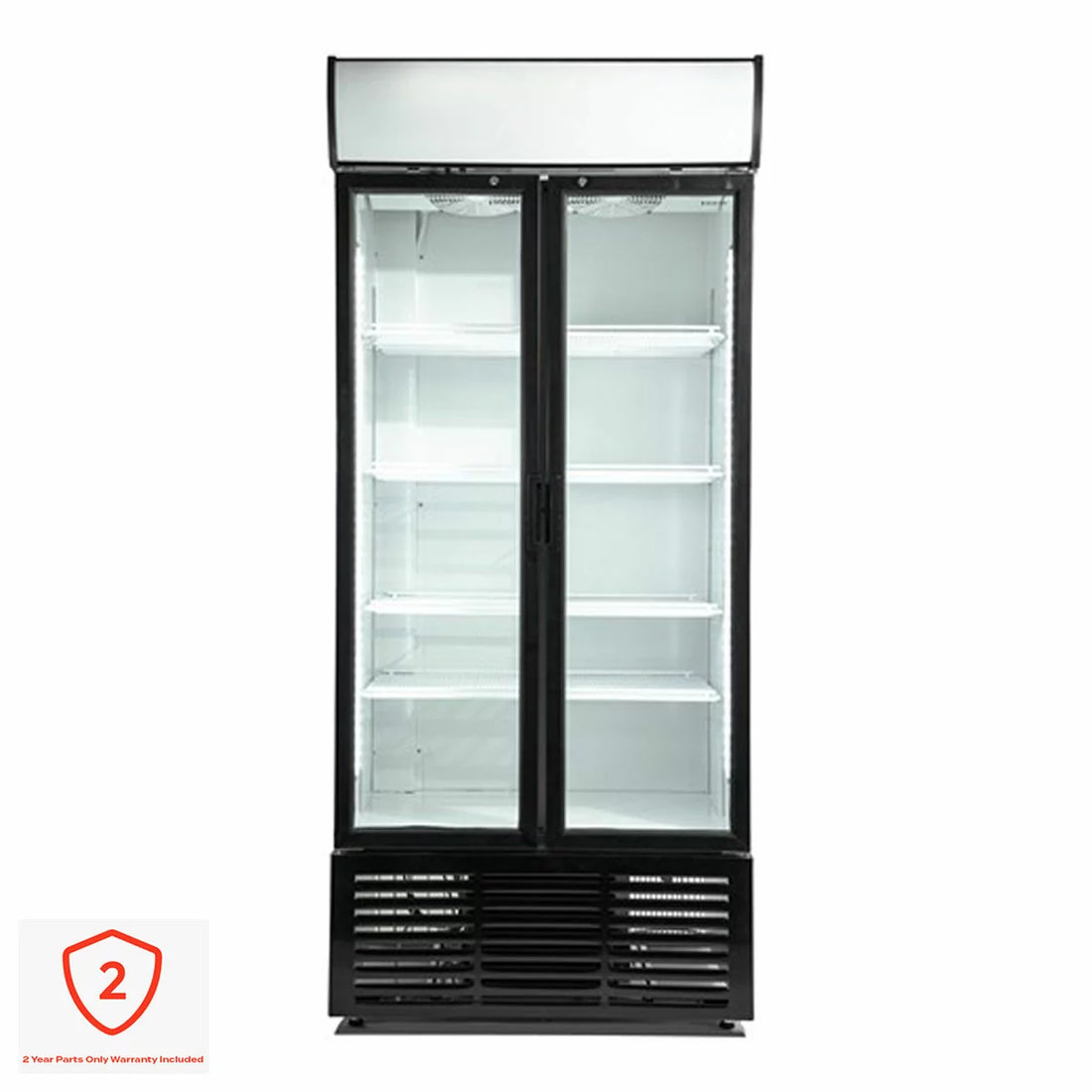 Contender RUG047 783L Commercial Hinged Double Glass Door Fridge, E Rated